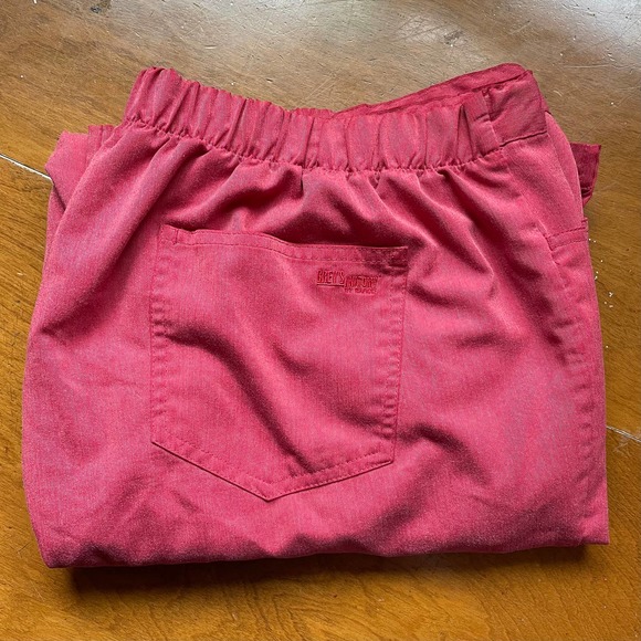 Scrub Pants 2XL Grey's Anatomy By Barco Red high Waisted Elastic Waist Pockets - Picture 3 of 8